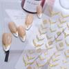 3D Gold Stamping V-Shaped French Tips Nail Art Stickers Retro Metal French Line Nail Decals Chrome Curved Strip Nail Decoration