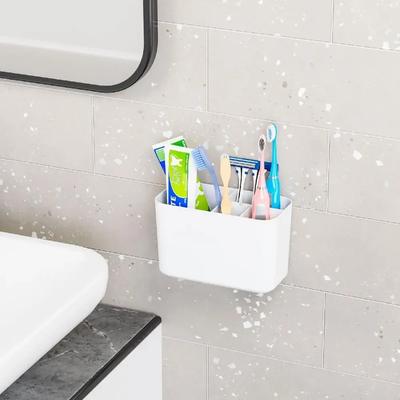Wall Mounted Toothpaste and Toothbrush Holder 5 Slots Storage Toothbrush Organizer Drainable Saving Space Tooth Brush Cup Stand