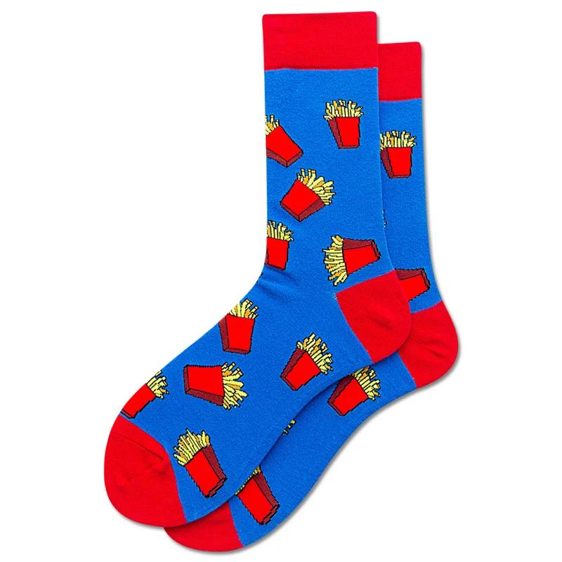 

Красочные хот-доги Гамбург пиво узор новинка носки для мужчин смешная еда каваи соккен креативные повседневные хлопковые носки для мужчин