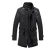 Autumn and winter men's new British medium and long leather jacket velvet men's clothing large size casual men's leather jacket
