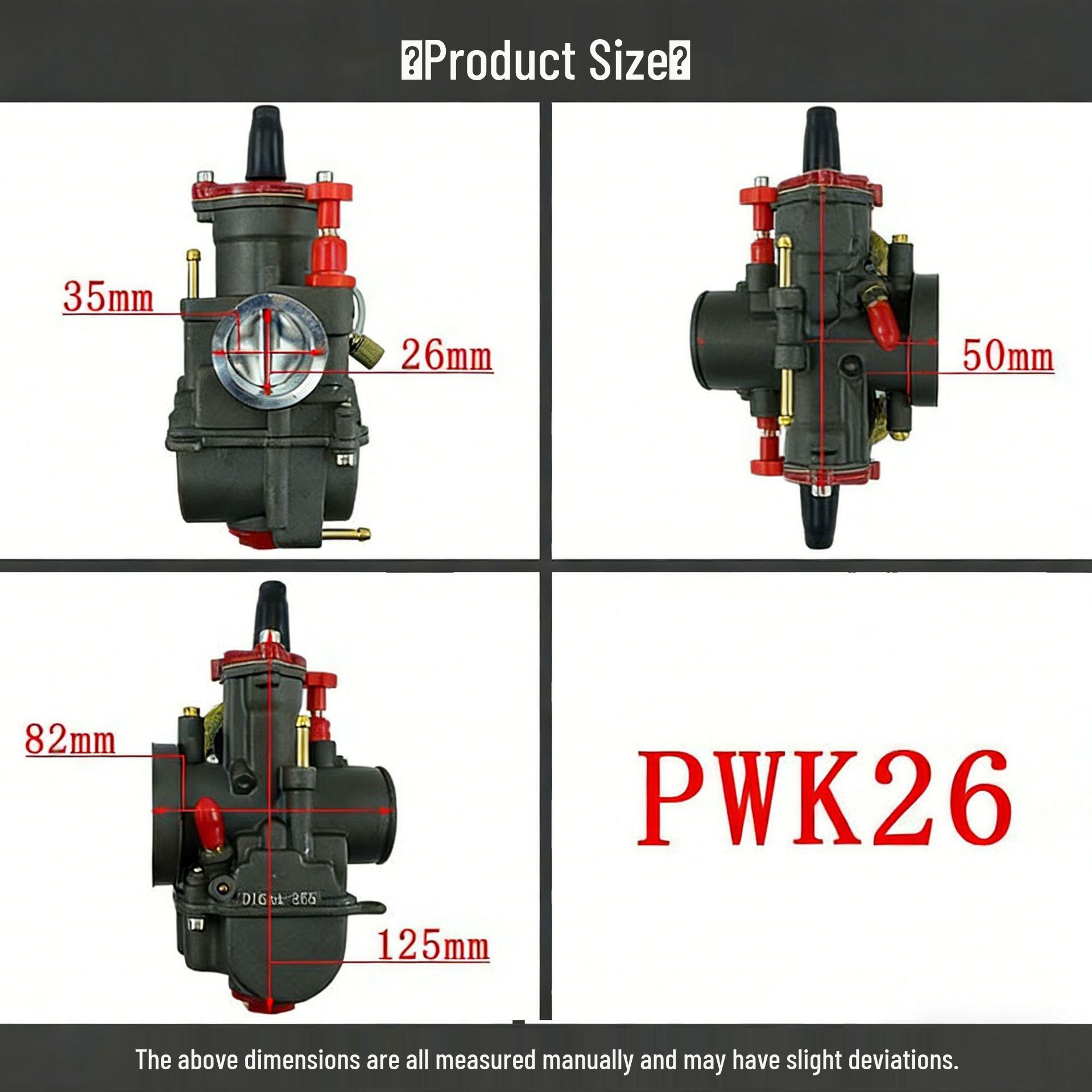 PWK KR Carburetor 24-34mm Black Red Racing ATV Oxidized Black 26mm