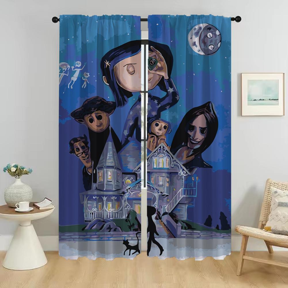 

Coralines Halloween Decoration Blackout Шторы для комнаты 2 панели Современные шторы для гостиной Домашний интерьер Шторы Оттенки для ребенка W50xH70cmx2pcs-CL