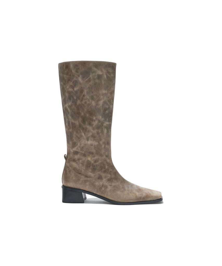 Partimento Women Slim Square Toe Midi Boots_Ecru