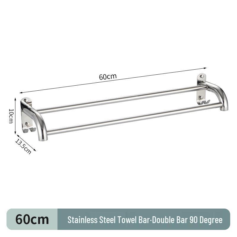 304 Stainless Steel Double Bar Bathroom Towel Rack
