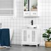 Modern Under Sink Cabinet with 2 Doors, Bathroom Vanity Unit, Pedestal Under Sink Design, Storage Cupboard with Adjustable Shelves, White