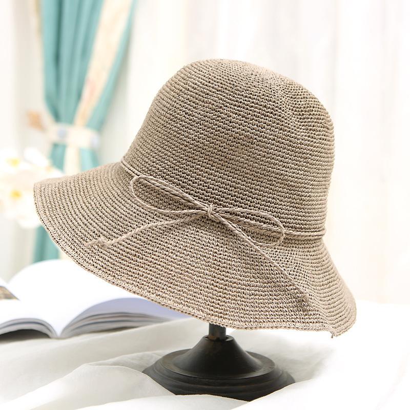 Handgeflochtener Strohhut für Damen, Sommer-Sonnenhut für den Strand, Sonnenschutzhut, Fischerhut, Koreanischer Stil, Vielseitig und faltbar