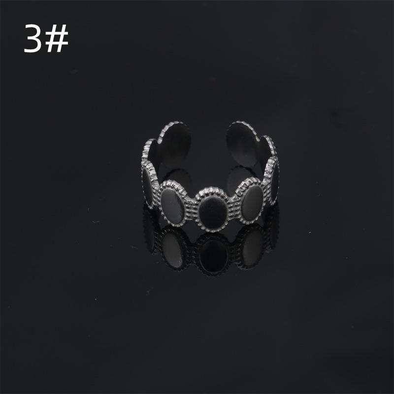 Adjustable Stainless Steel Round Pattern Ring for Men and Women - Simple Fashion Jewelry