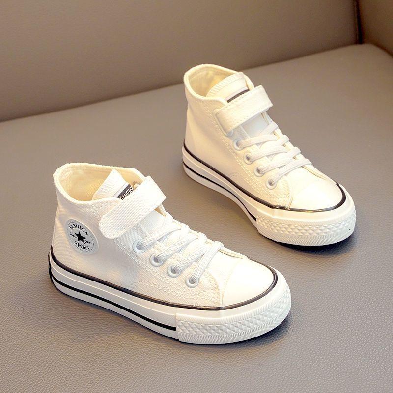Children's canvas shoes girls high-top board shoes boys little white shoes autumn and winter baby winter shoes
