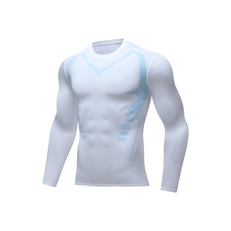 Men's High-Elastic Quick-Dry Compression Sports Tights and Long Sleeve Set for Basketball and Running.