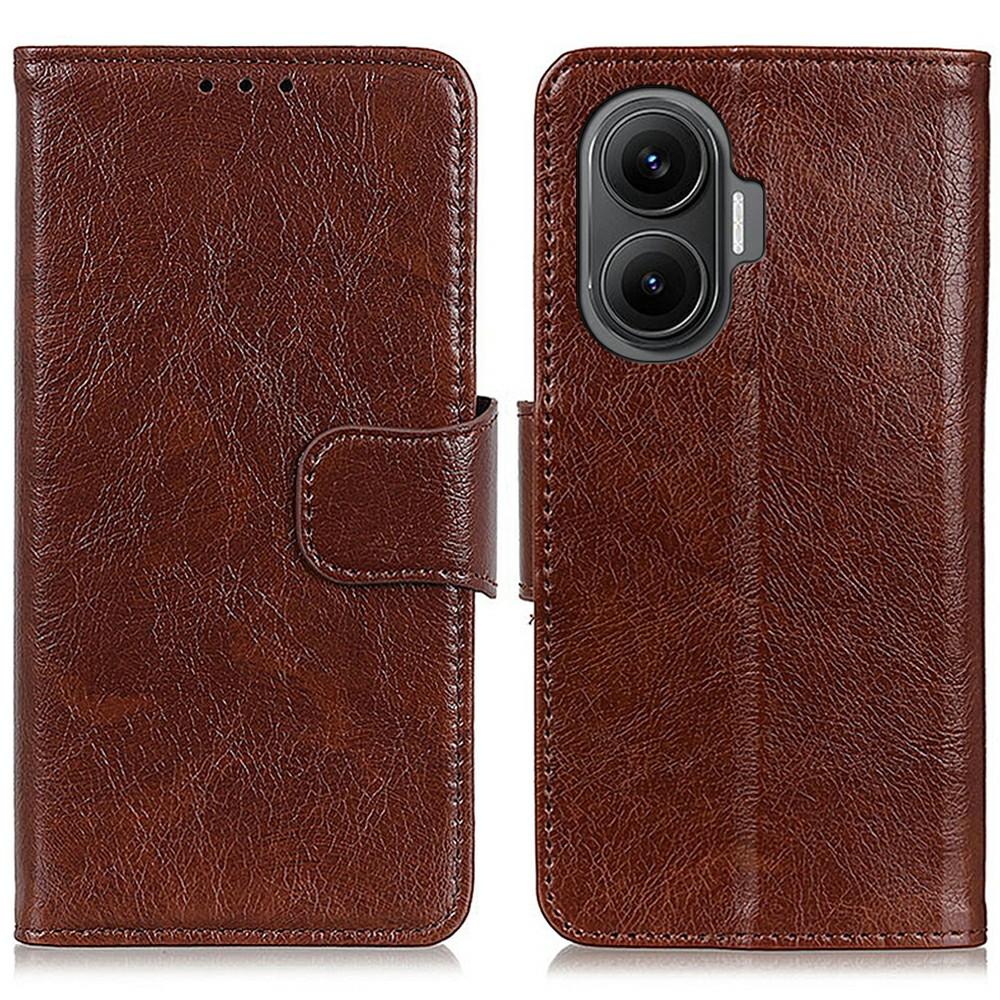 

For Xiaomi Redmi Turbo 4 Pro 5G/Poco F7 5G Case Nappa Texture Split Leather Wallet Phone Cover Brown