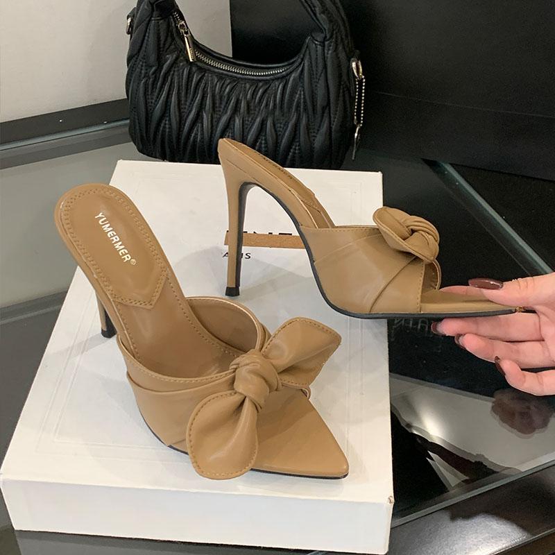 Fashion Fashion Butterfly-Knot Ladies Super High Heels Sandals Shoes Female Pointed Toe Footwear Women Heeled Sandals Slides Shoes Pumps