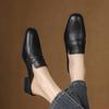 Fashion 2025 Summer Covered Toe Genuine Leather Slippers Women Thick Heels Casual Mules Summer Daily Walk Sheepskin Leather Slippers
