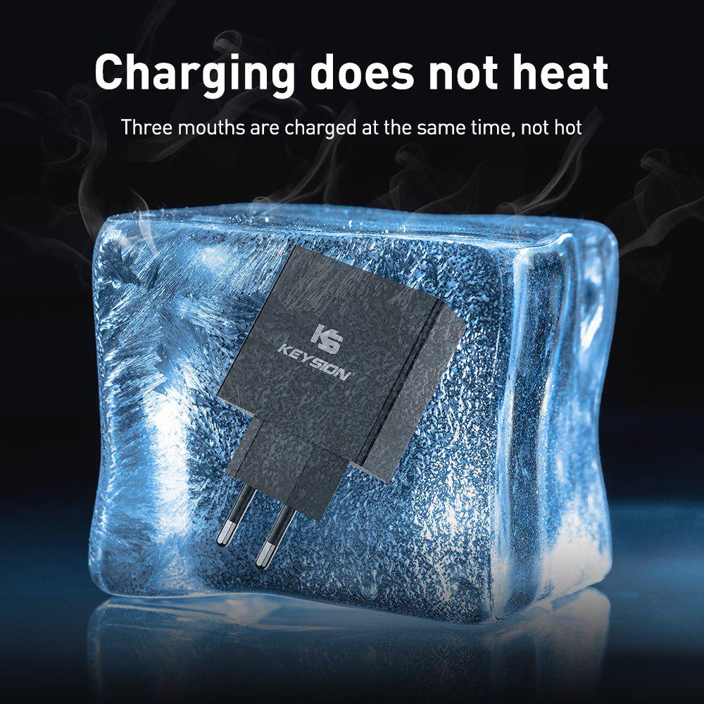KEYSION LED Digital 3 Ports USB Charger Universal Wall Mobile Phone Charger For iPhone For Samsung