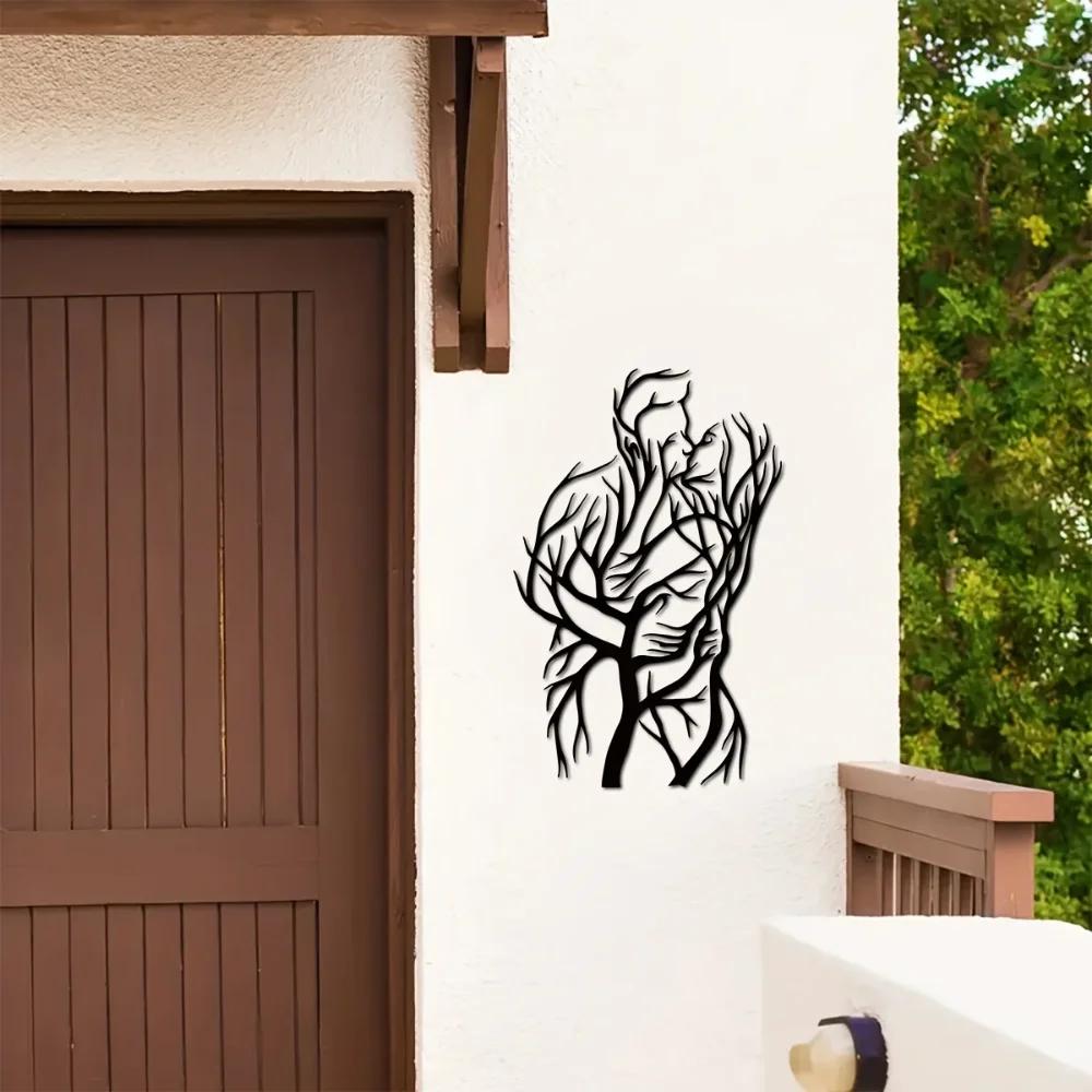 1 stk moderne abstrakt metalltre veggkunstskulptur - ideell for hjemmeinnredning, bryllupsgaver og hengende veggkunst