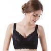 Full-cup Frameless Bra for Women Thin Breathable Lace Plate-size Underwear and Lace-reducing Push Up Bra