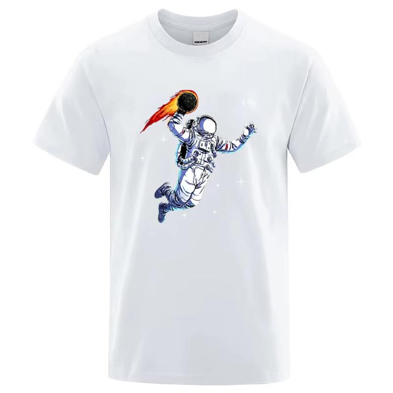 Space Astronaut Throw Meteor Graphic Tshirt Universe Stars Print Unisex Casual Short Sleeve Streetwear Space Lover Tee