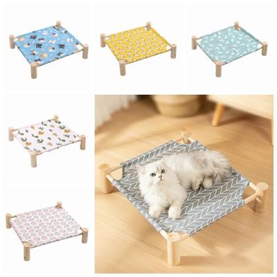 Comfortable Wood Pet Camp Bed Detachable Breathable Cat Hammock Bed Durable Sturdy Cat Bed Kitten Accessories