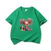 Kids Cotton T Shirt Rainbow Hair Laughing Girl Sitting With Puppy Print Crew Neck Short Sleeve Tee Casual Boys Girls Summer Tops