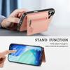 For iPhone 17 Pro Max Case Zipper Card Holder Kickstand Jeans Cloth Texture Leather Back Cover