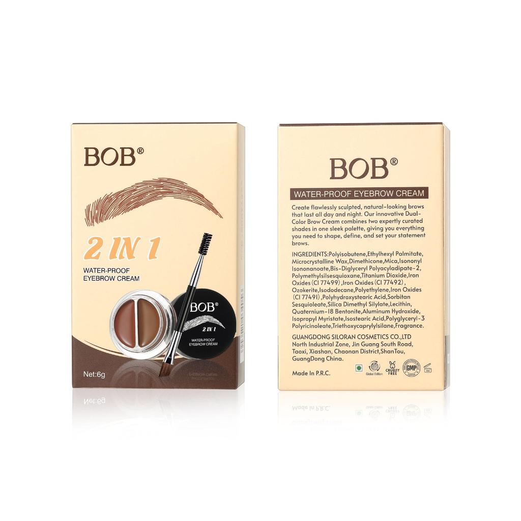 BOB two-color velvet mist eyebrow paste waterproof, sweat-proof, dizziness-proof, long-lasting and non-makeup-off natural three-dimensional