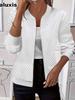 Autumn Winter Solid Long Sleeve Knit Zipper Jacket Coat Women's Clothing