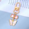 7PCS Ornaments Rhinestone Butterfly Keychain Pendant Key Ring Sweet Crystal Bow Key Chain  Bag Decor