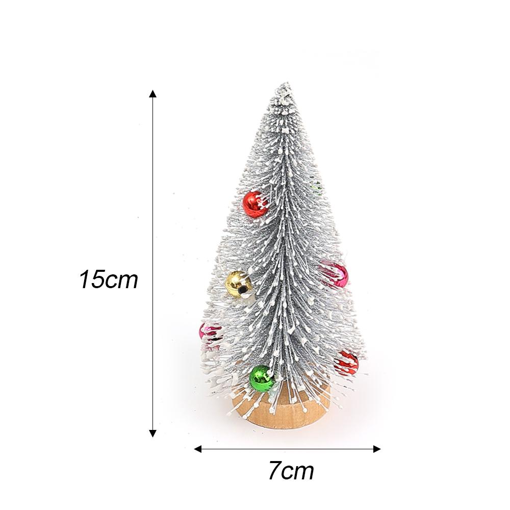 

Artificial Christmas Tree Ornaments Gold Powder Bead White Snow Wooden Tower Pine Xmas Tree Decoration DIY Home Desktop Decors 1Pc