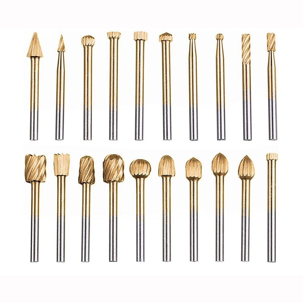 Coated High Speed Steel Engraving File Wood Drill Bit Milling Cutter Set Wood Carving Tools Rotary Burrs Tool Drill Bits Kits