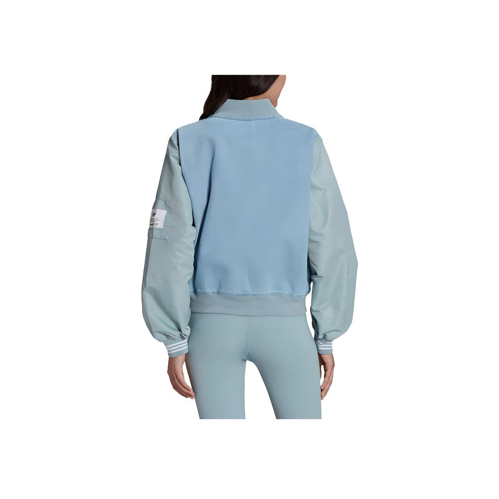 adidas Originals Varsity Jacket With Brand Logo Print And Patchwork Design Women Jackets Sky-Blue HL9070