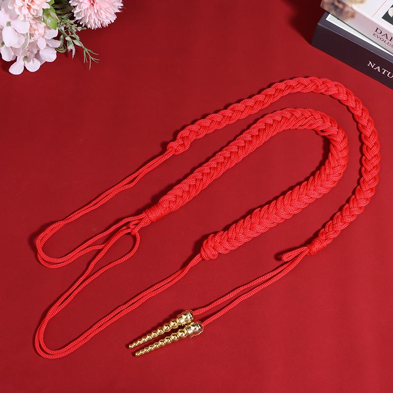 1Pc Red/Yellow Aiguillettes Wire Cord Or 2Pcs Yellow Pendants For Uniform Cosplay Costume Diy Clothes Decoration