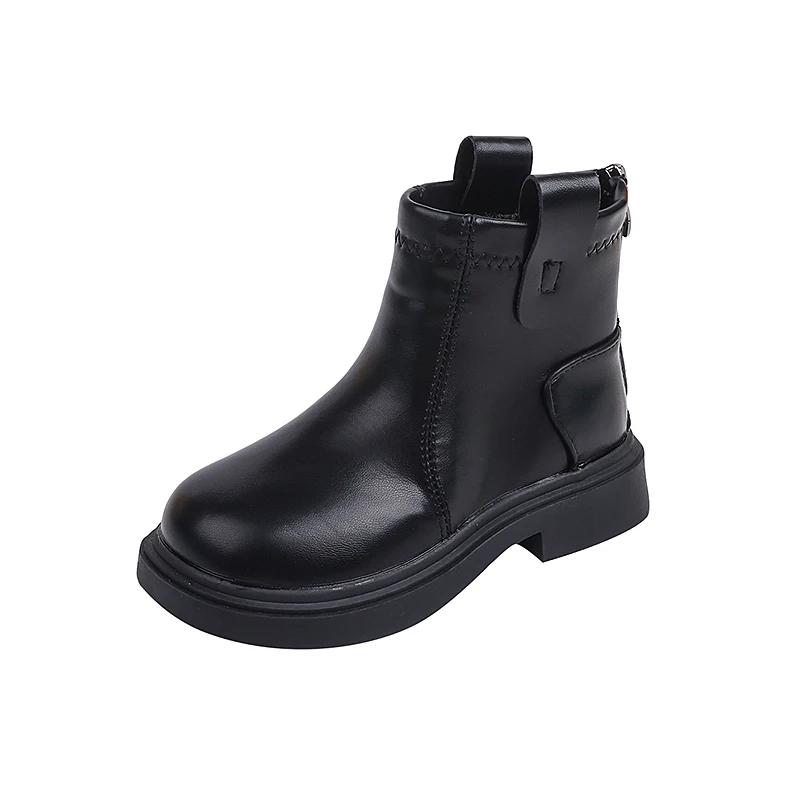 2024 New Kids Shoes Boots for Girl Round-toe Non-slip Toddlers Causal Boots Thick Bottom Versatile Children Ankle Boots Fashion