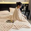 Ultra Soft Faux Rabbit Fur Throw Blanket Warm Plush Striped Blankets Conditioning Quilt Fluffy Throws For Couch Chair Sofa