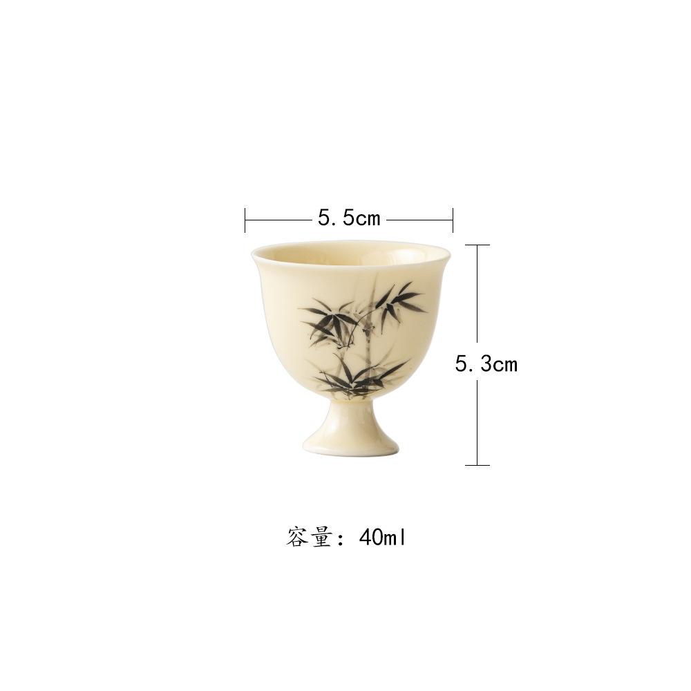 

2pc/lot Hand-painted Bamboo Teacup Ancient Tea Bowl Jug Tea-tasting Smelling Cup Chazhan Master Cups Chinese Tea Set Craft 40ml
