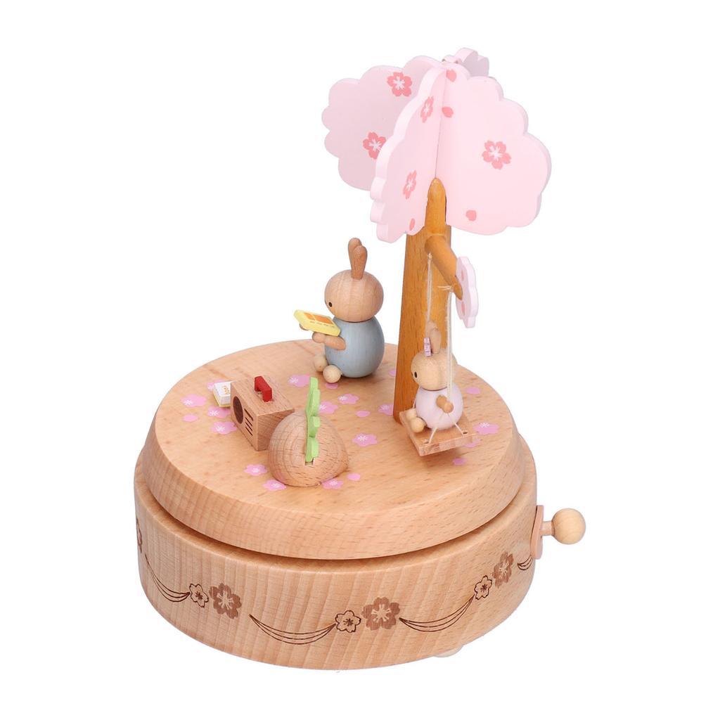 Music Box Beech Wood Cute Rabbit Music Box Toy Present for Christmas Birthday Wedding