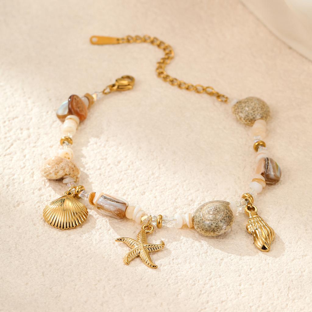 Vacation Ocean Style Summer Beach Bohemian Design Stainless Steel Necklace Women Bracelet Set