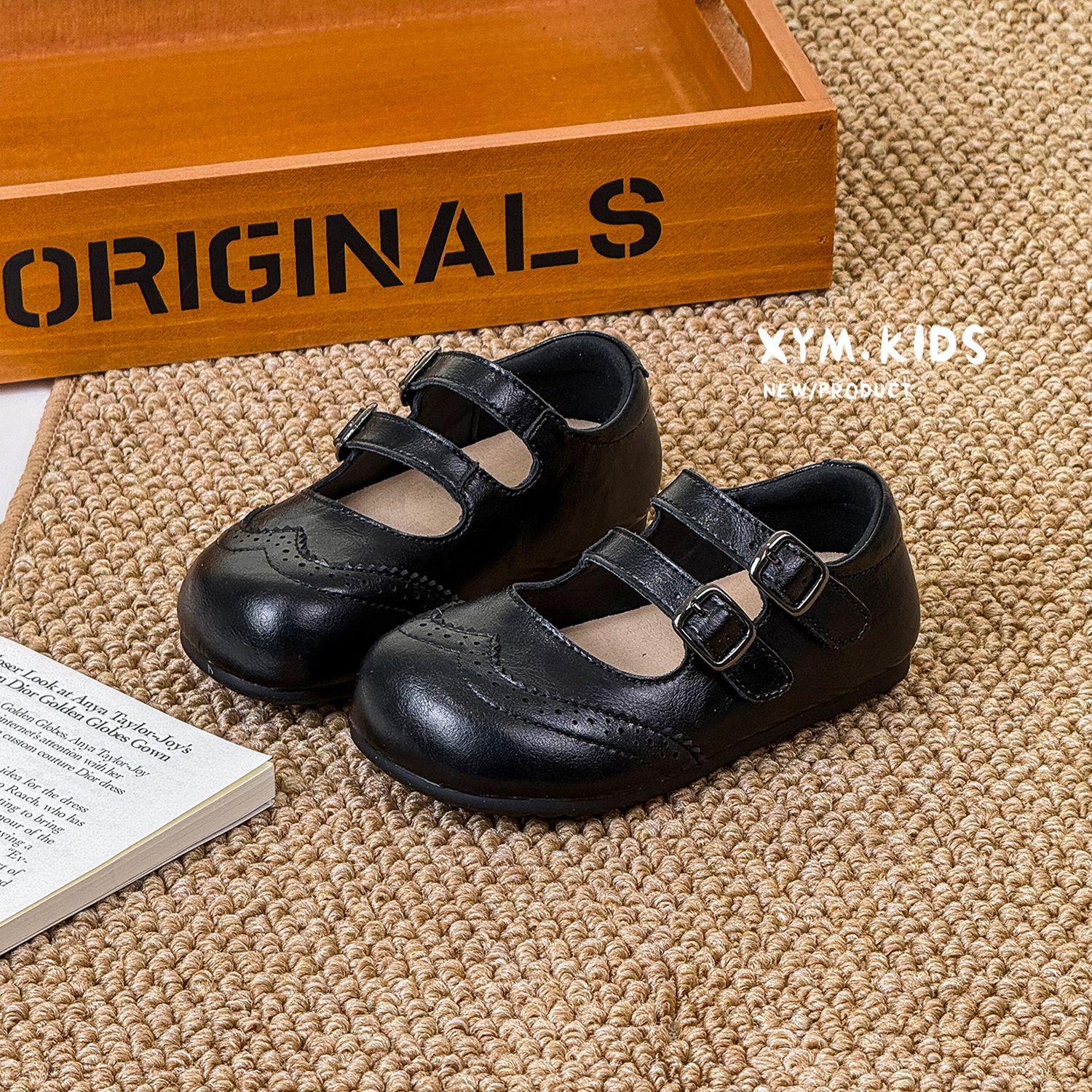 

Spring 2026 Retro Carved Low-Cut Princess Shoes for Kids Size 25 чорний
