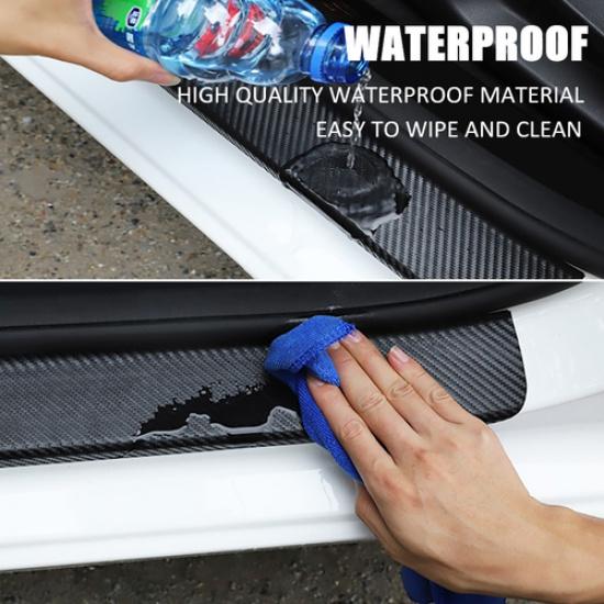 4PCS Carbon Fiber Car Door Sill Plate Protector Cover Trim Sticker For Kia
