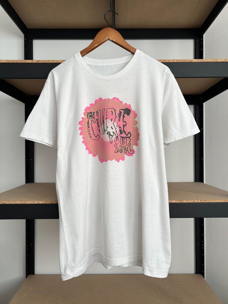 Unisex shirt Cotton Oversize Large Size Vintage 2016 The Cure Tour White T-shirt Sz L