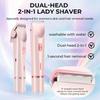 2in1 Electric Razors for Women Bikini Trimmer Facial Mustache Shavers for Ladies Body Underarms Legs Portable Painless Epilator