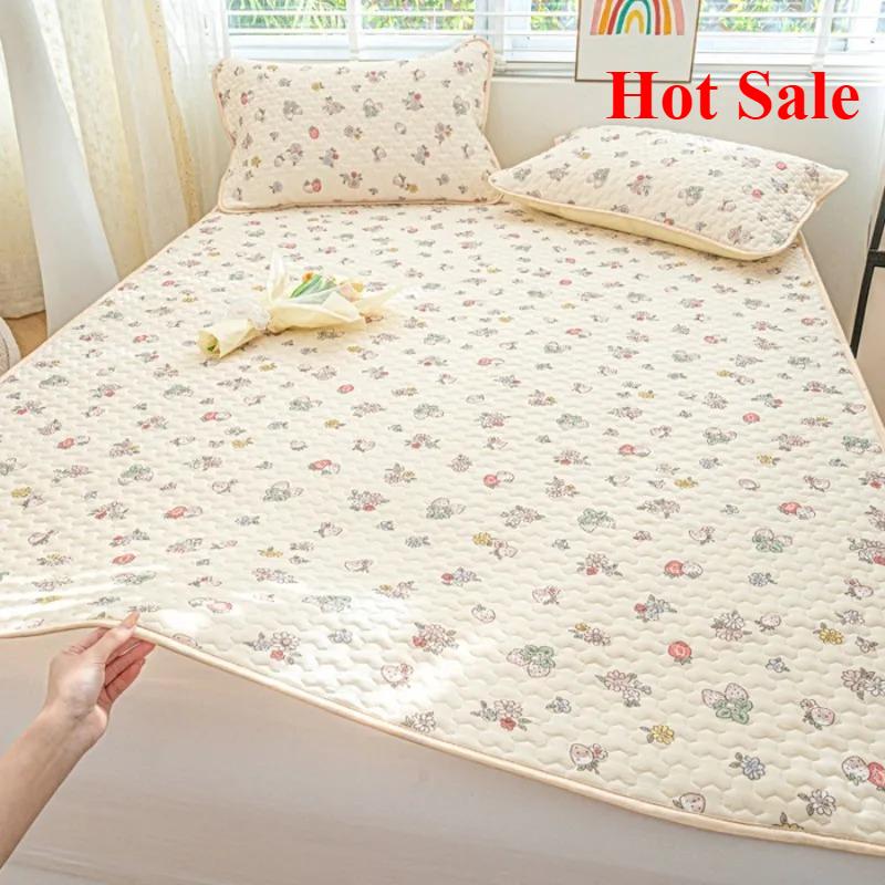 Ice silk mat cool mattress protective cover 3-piece set machine washable cool air conditioner seat