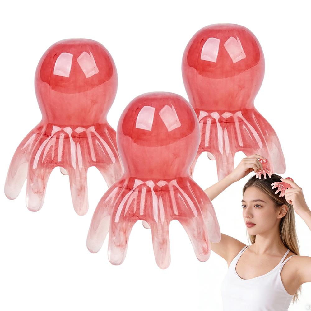 Resin Octopus Head Massager Comb Head Meridian Manual Acupressure Tool Portable Spa Gua Sha Massage Comb