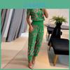 Completo Casual con Stampa Geometrica in Poliestere per Donna, da Ufficio Estivo