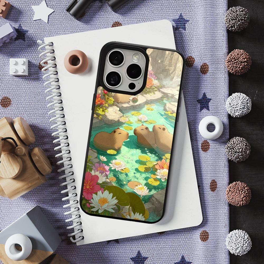 Cute Cartoon Capybara For iPhone 12,Pro,16,15,Mini,13,17,Max,11,14,Plus,For Magsafe,Magnetic Wireless Charging Case