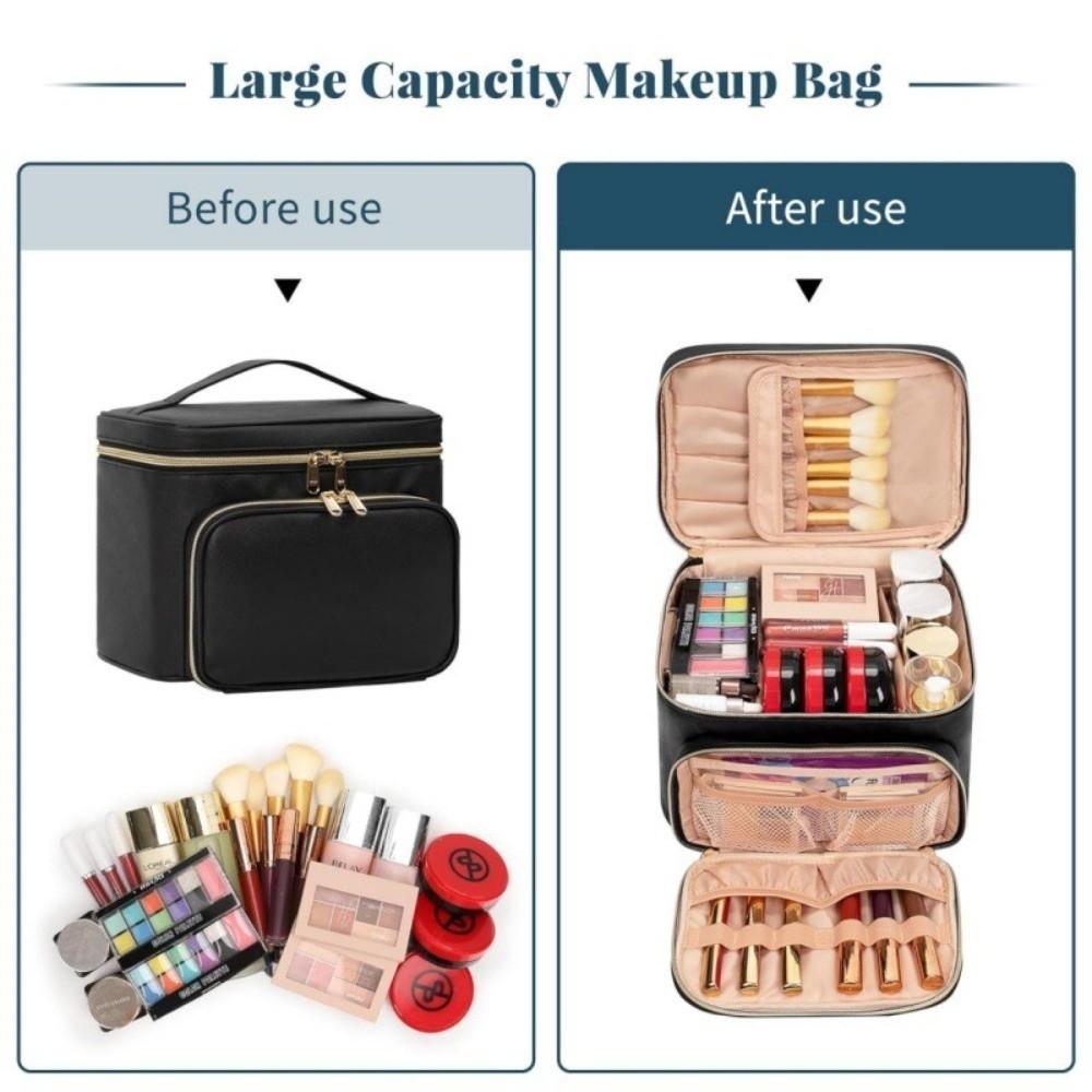 New Waterproof Makeup Bag Portable Large Size Cosmetic Travel Bag Brush Compartment Makeup Bag Organizer Women