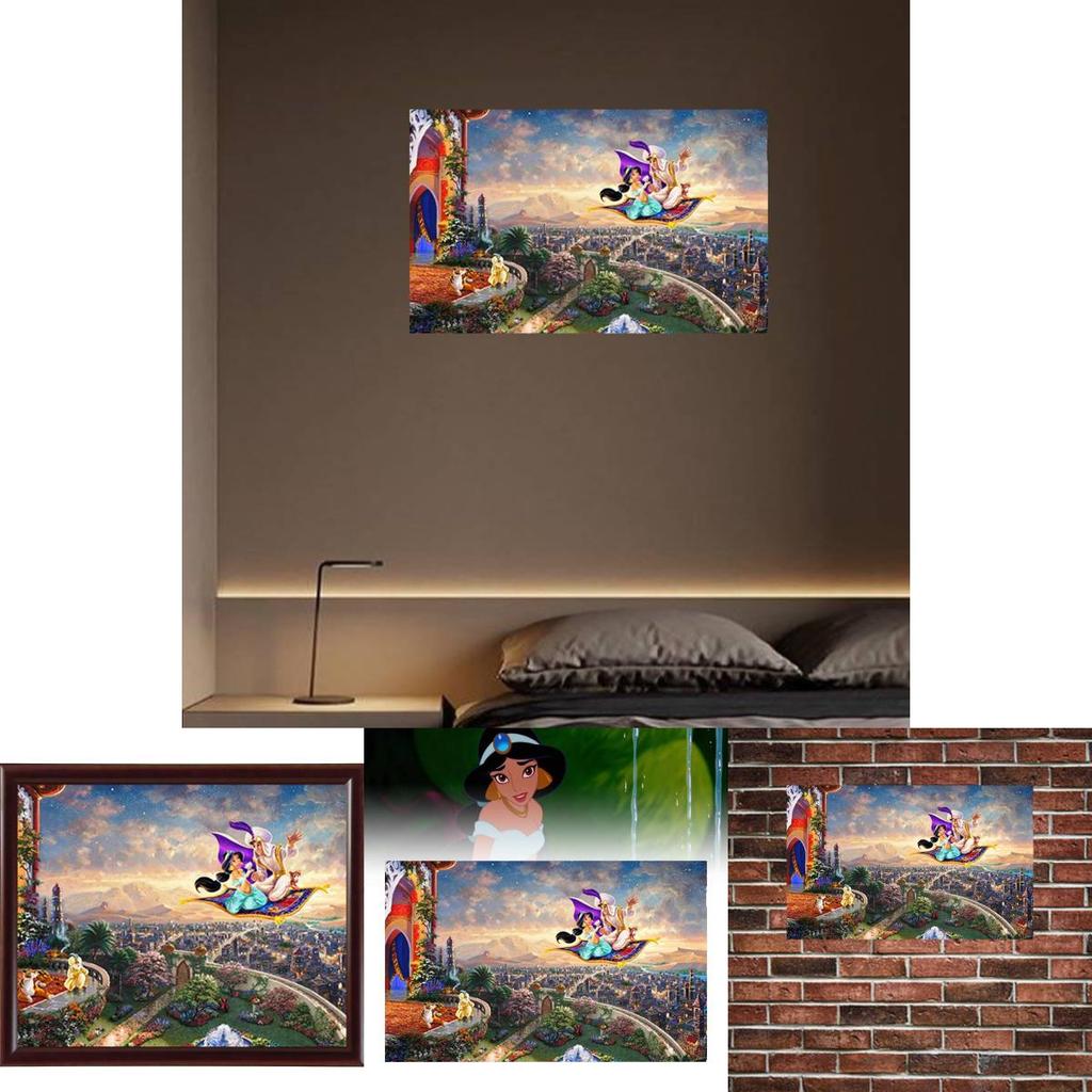 Vibrant Mermaid Princess Canvas Artwork Modern Fairytale Kids Room Decoration
