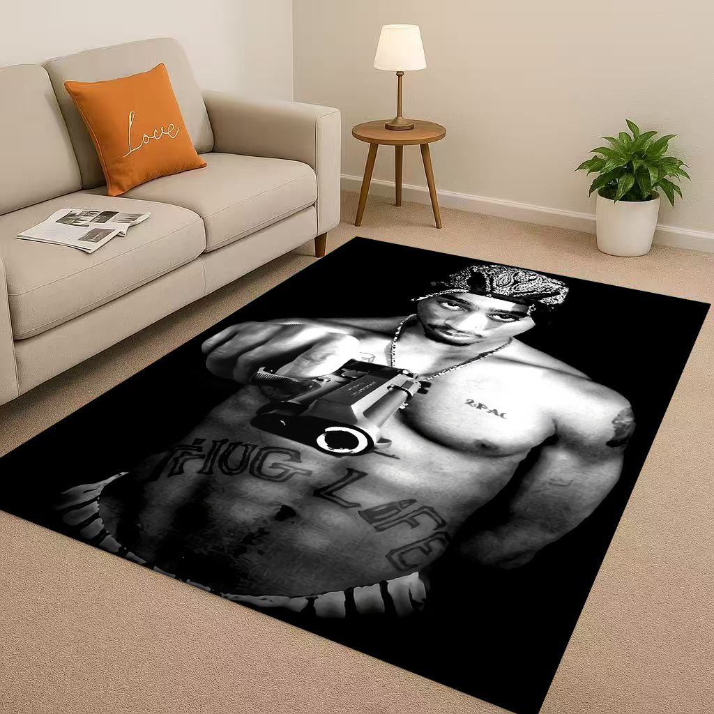 3D Klasický Rap Tupac 2pac Hip-Hop Hudba Rapper Obývací pokoj Protiskluzový Koberec pro Ložnici Hernu Pohovku, Domácí Dekorace Rohožka