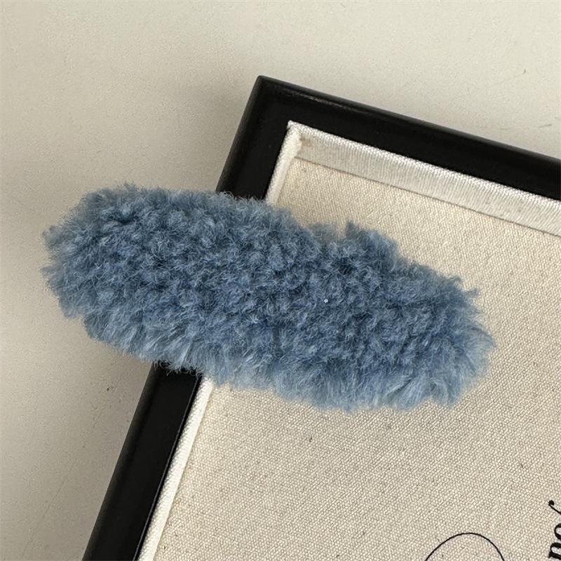 Autumn-Winter Colorful Lambswool Hair Clip - Retro Candy Plush Bangs Hairpin Accessory