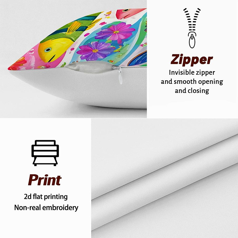 1/4pcs Boho Colorful Fish Print Throw Pillow Covers Set of 4 Home farmhouse outdoor decoration cushion cover