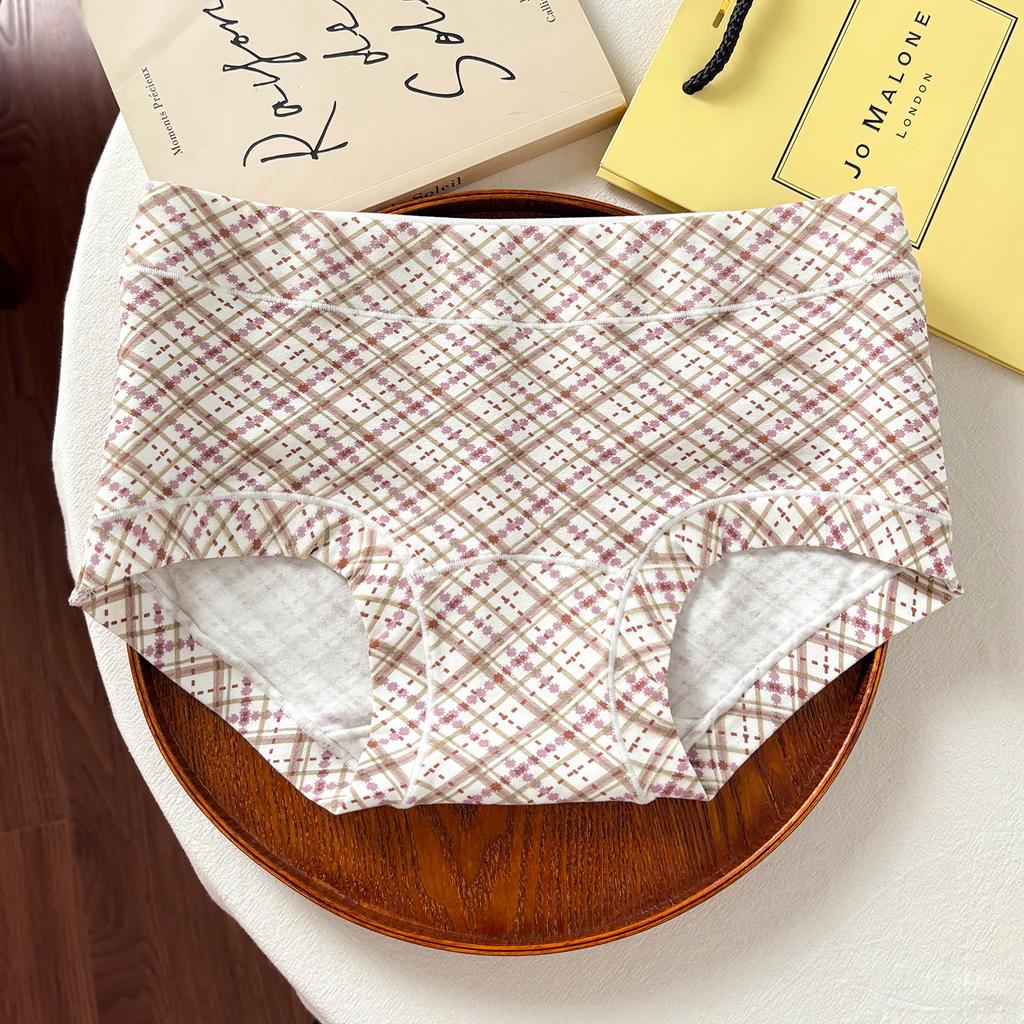 Großgrößen Damen Neue Frühjahrs- und Sommer-Karos 10A Antibakterielle Baumwolle im Schritt Nahtlos Kleiner flacher Winkel Slip