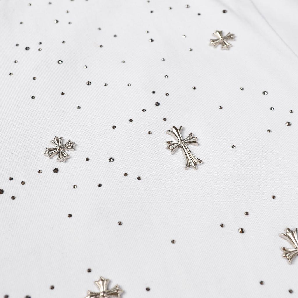 9992 CHROME HEARTS 2025 Léto Nové Vysoce kvalitní bavlna s kulatým výstřihem Volný Velká velikost Pánské a dámské triko Párové tričko